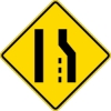 W4-2R: LANE ENDS RT MERGES LT SYMBOL 30X30 