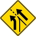 W4-6L: ENTERING ROADWAY ADDED LANE LEFT SYMBOL 48X48 - FW4-6L-48X48