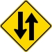 W6-3: TWO-WAY TRAFFIC SYMBOL 48X48 - FW6-3-48X48