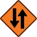 W6-3: TWO-WAY TRAFFIC SYMBOL 48X48 - FW6-3-48X48