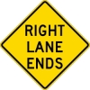 W9-1R: RIGHT LANE ENDS 36X36 