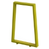 Yellow trapezoidal bike rack with surface mount feet at the bottom.