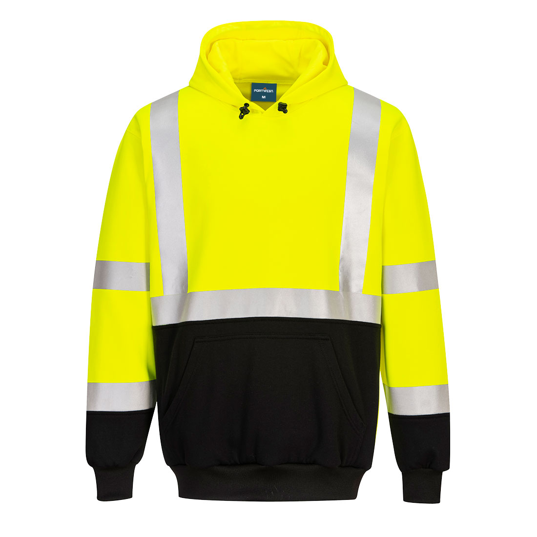 Portwest Hi-Vis Black Bottom Hoodie quarter zip, 14 zip, qtr zip